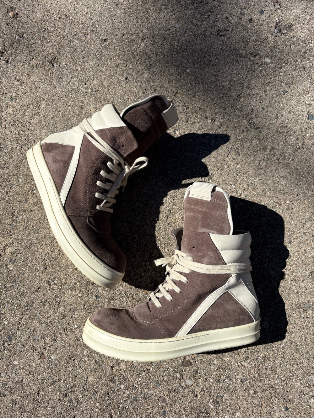 Rick owens Geobaskets Suede Dust/Milk 45 EU